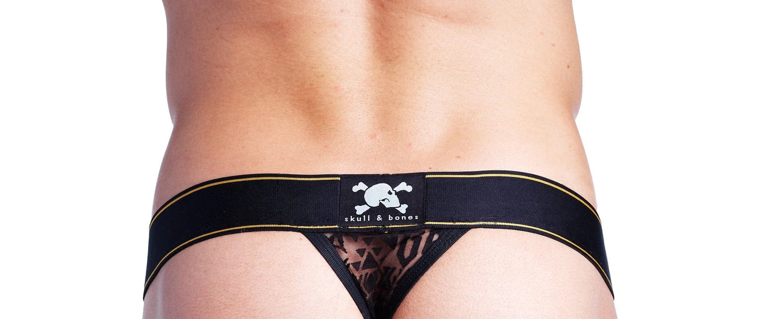Skull & Bones Burnout mesh thong black size S