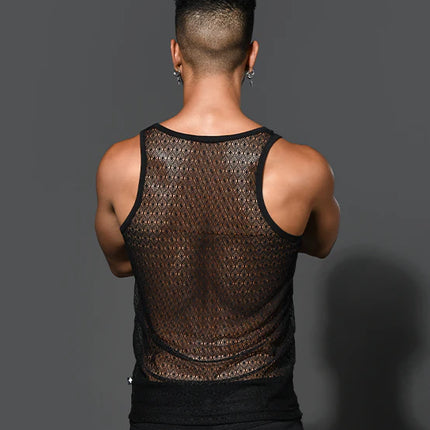 Andrew Christian 20024 lace tank sheer black