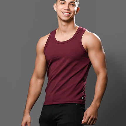 Andrew Christian 20029 ribbed tank burgundy