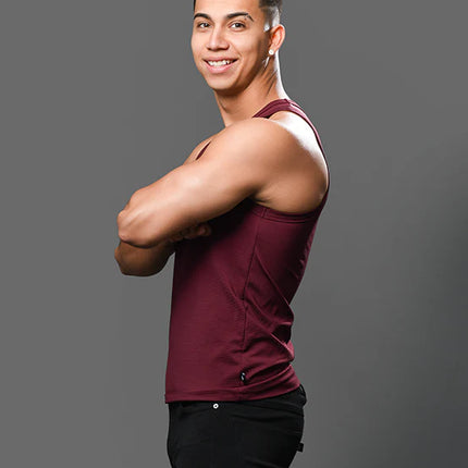Andrew Christian 20029 ribbed tank burgundy