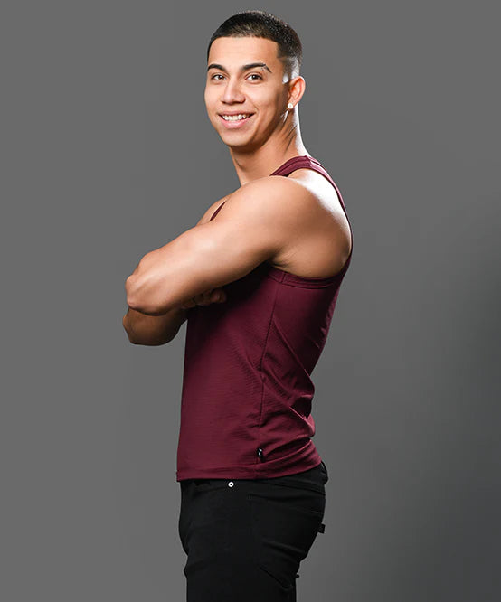 Andrew Christian 20029 ribbed tank burgundy