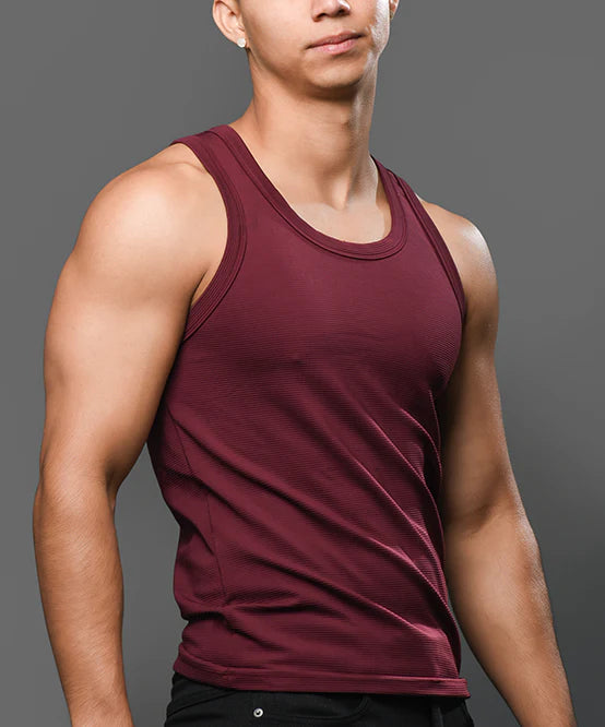 Andrew Christian 20029 ribbed tank burgundy