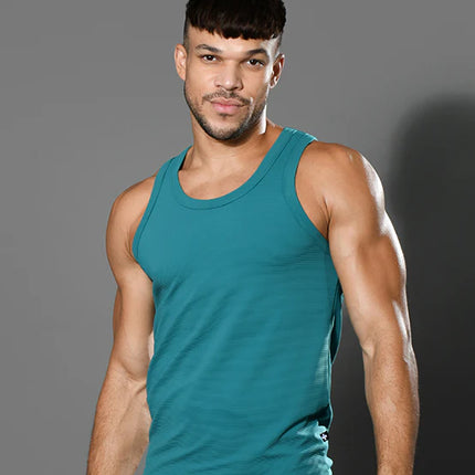 Andrew Christian 20029 ribbed tank teal