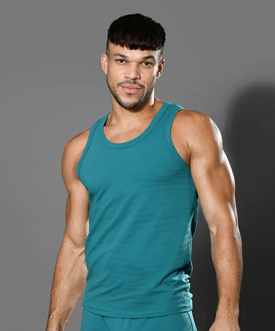 Andrew Christian 20029 ribbed tank teal