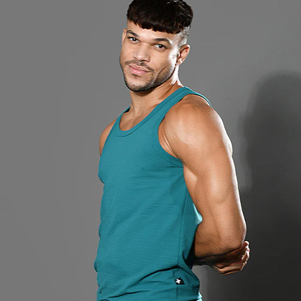 Andrew Christian 20029 ribbed tank teal