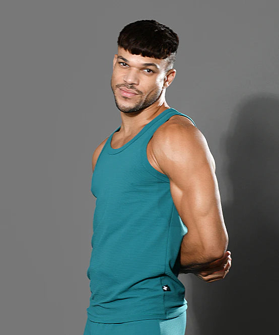 Andrew Christian 20029 ribbed tank teal