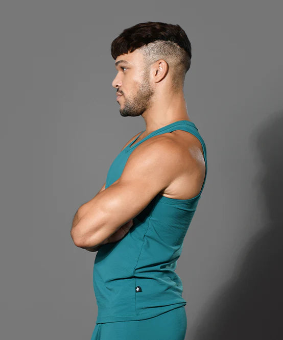Andrew Christian 20029 ribbed tank teal