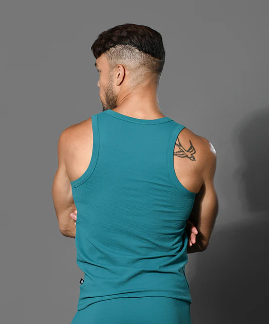 Andrew Christian 20029 ribbed tank teal