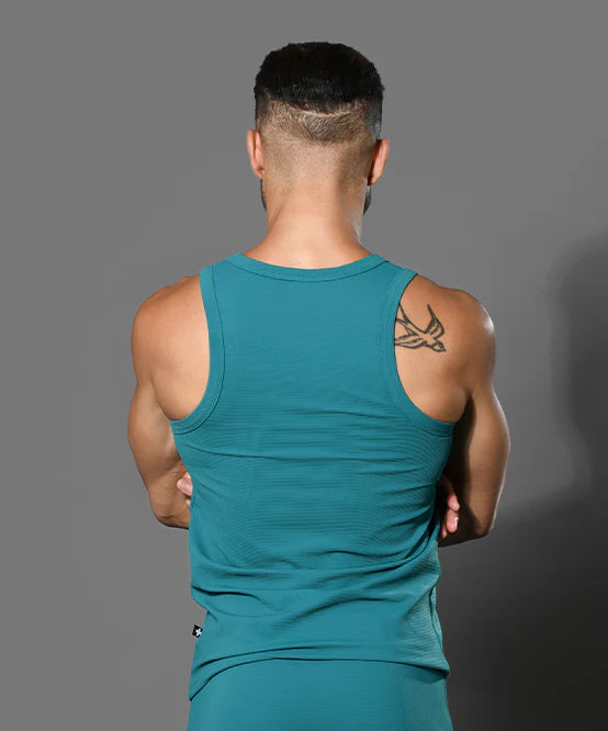 Andrew Christian 20029 ribbed tank teal