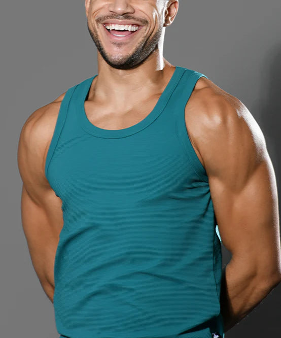Andrew Christian 20029 ribbed tank teal
