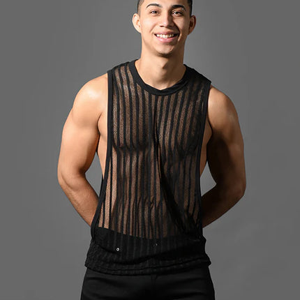 Andrew Christian 20037 Motion muscle tank mesh sheer black