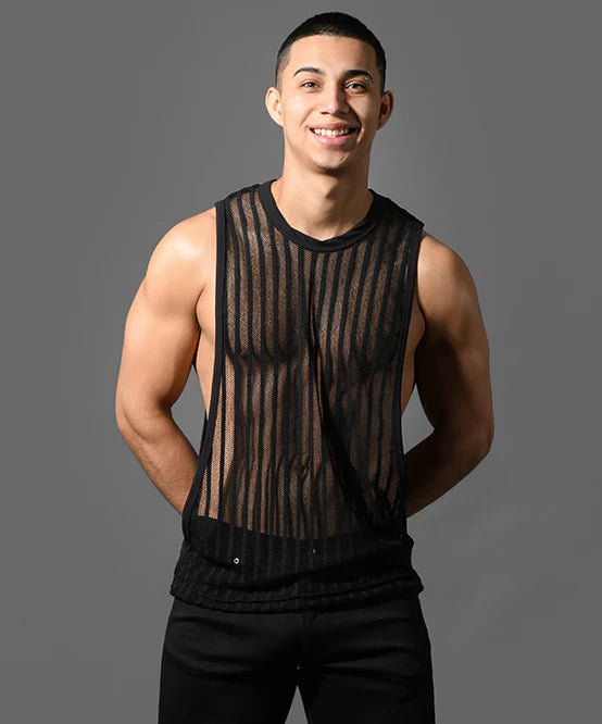 Andrew Christian 20037 Motion muscle tank mesh sheer black