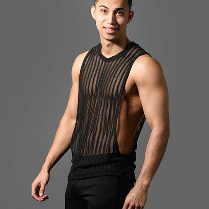 Andrew Christian 20037 Motion muscle tank mesh sheer black
