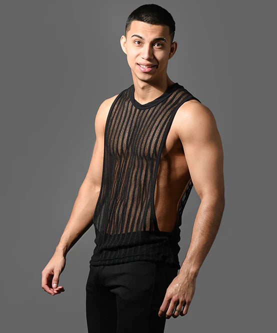 Andrew Christian 20037 Motion muscle tank mesh sheer black