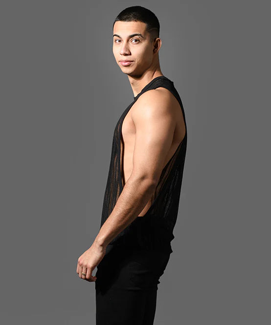 Andrew Christian 20037 Motion muscle tank mesh sheer black