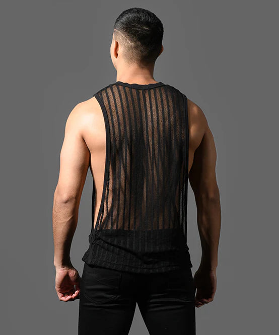 Andrew Christian 20037 Motion muscle tank mesh sheer black