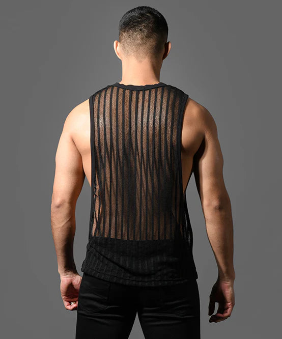 Andrew Christian 20037 Motion muscle tank mesh sheer black