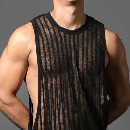 Andrew Christian 20037 Motion muscle tank mesh sheer black