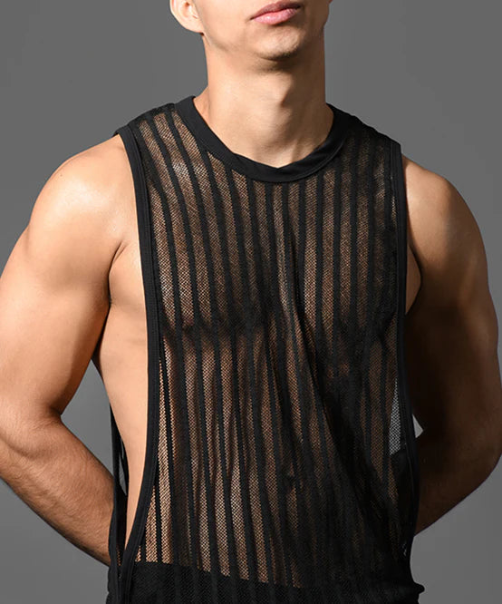 Andrew Christian 20037 Motion muscle tank mesh sheer black