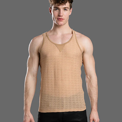 Andrew Christian 20047 Ibiza Energy crochet tank tan