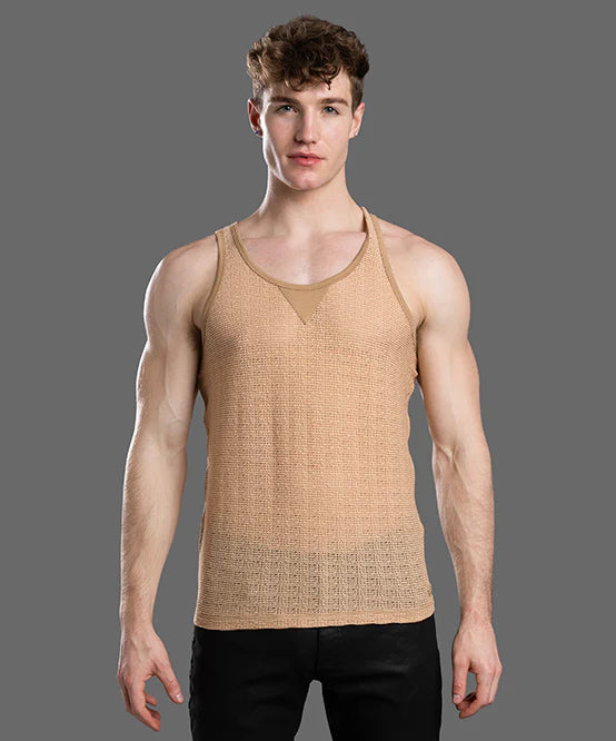Andrew Christian 20047 Ibiza Energy crochet tank tan
