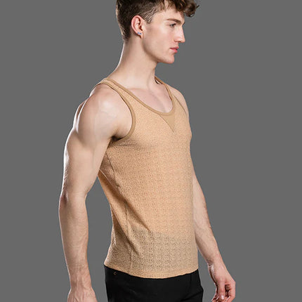 Andrew Christian 20047 Ibiza Energy crochet tank tan