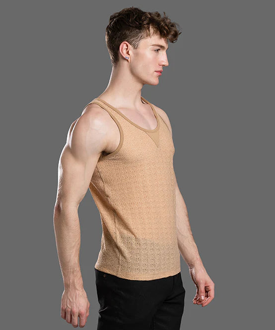 Andrew Christian 20047 Ibiza Energy crochet tank tan