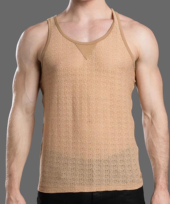 Andrew Christian 20047 Ibiza Energy crochet tank tan