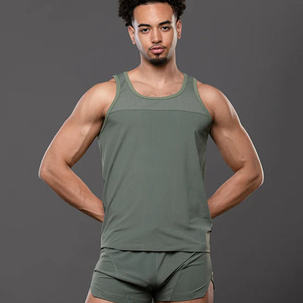 Andrew Christian 20050 Breeze mesh gym tank olive