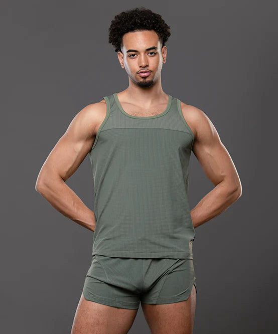 Andrew Christian 20050 Breeze mesh gym tank olive