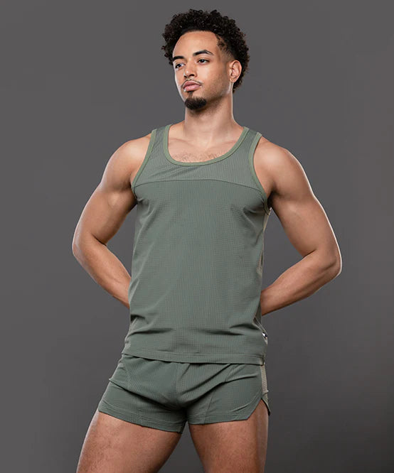 Andrew Christian 20050 Breeze mesh gym tank olive