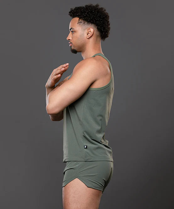 Andrew Christian 20050 Breeze mesh gym tank olive