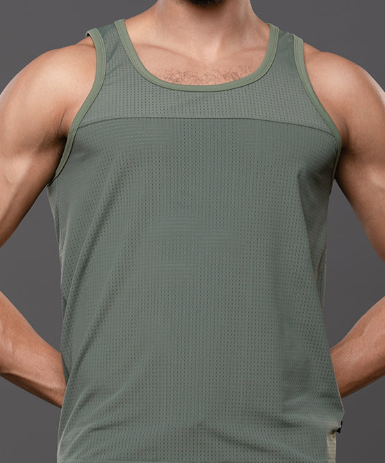 Andrew Christian 20050 Breeze mesh gym tank olive
