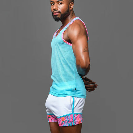 Andrew Christian Miami Cabana Boy 20051 mesh tank blue