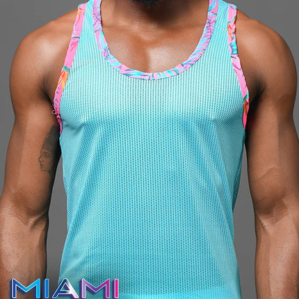Andrew Christian Miami Cabana Boy 20051 mesh tank blue