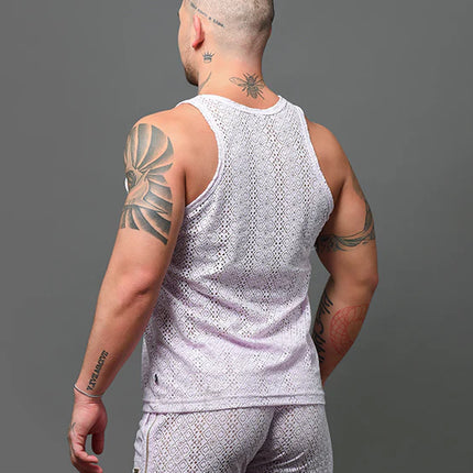 Andrew Christian Miami Cabana Boy 20059 crochet tank lavender sparkle