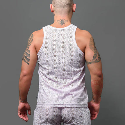 Andrew Christian Miami Cabana Boy 20059 crochet tank lavender sparkle