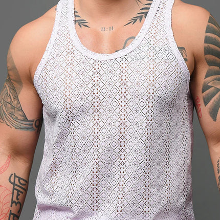 Andrew Christian Miami Cabana Boy 20059 crochet tank lavender sparkle
