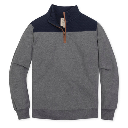 H/H Organic French Terry Half Zip with Quilted Yoke Pullover Navy/Grey