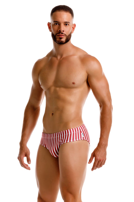 JOR Pop Swim Brief - Wine/White Stripe