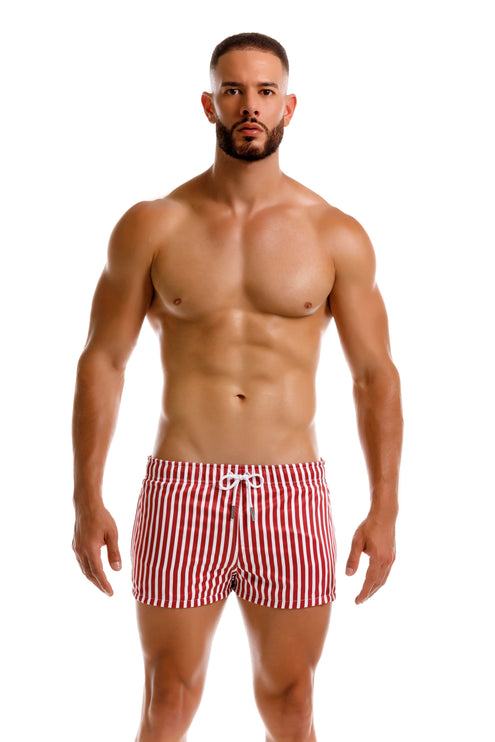 JOR Pop 2-inch Swim Shorts – Wine/White Stripe