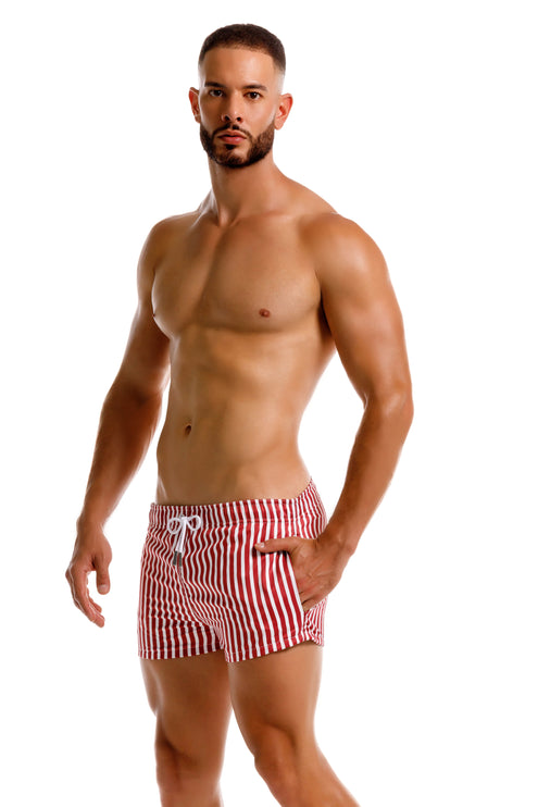 JOR Pop 2-inch Swim Shorts – Wine/White Stripe