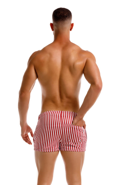 JOR Pop 2-inch Swim Shorts – Wine/White Stripe