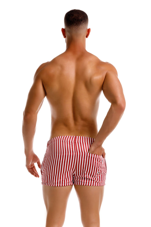 JOR Pop 2-inch Swim Shorts – Wine/White Stripe