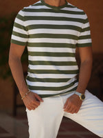 Donato Evora knit t-shirt striped white/green