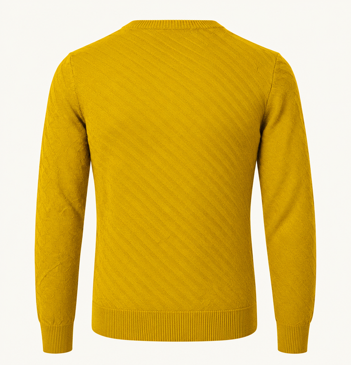Ron Tomson Textured Crew Neck Sweater - Yellow