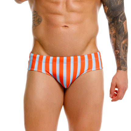 JOR Italy Swim Brief - Orange/Blue Stripe