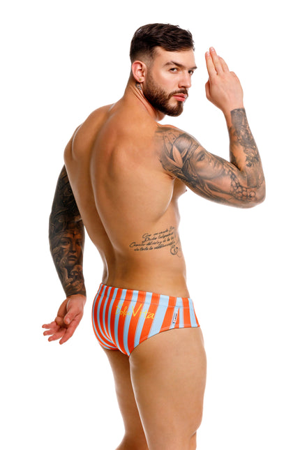 JOR Italy Swim Brief - Orange/Blue Stripe