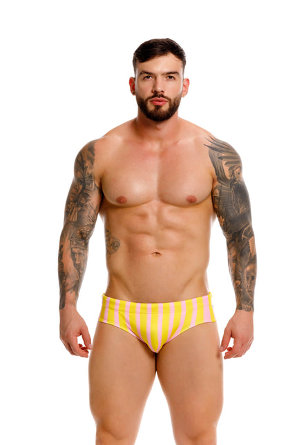 JOR Italy Swim Brief - Yellow/Pink Stripe