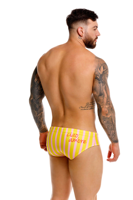 JOR Italy Swim Brief - Yellow/Pink Stripe